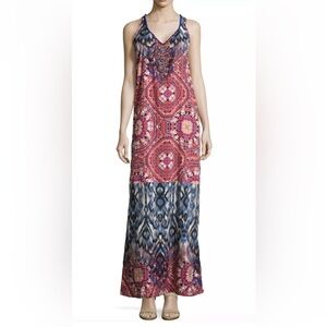 Alberto Makali Beaded Chain Printed Maxi Dress Size M